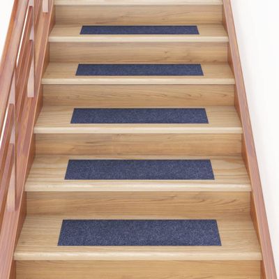VidaXL Trapmatten zelfklevend 15 stuks 76x20 cm grijs blauw rechthoekig