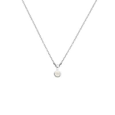 Zilveren Collier met Maansteen Hanger 41+4cm - Geboortesteen Juni