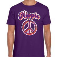 Hippie t-shirt paars voor heren - thumbnail