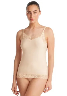 31912 Secrets dames hemd kant - Spaghetti bandjes - Kanten Naadloos dames hemd microfiber - lingerie top - S - Top - Singlet - S - S - S - S - S