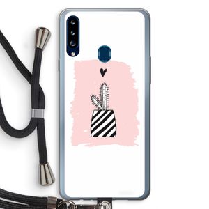Zwart-wit cactus: Samsung Galaxy A20s Transparant Hoesje met koord