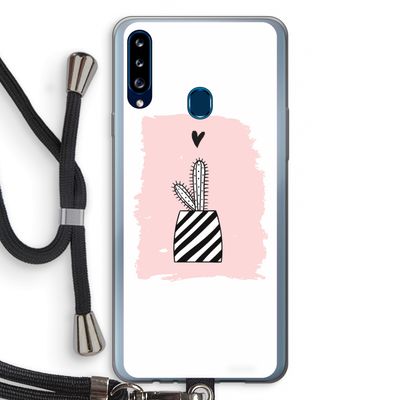 Zwart-wit cactus: Samsung Galaxy A20s Transparant Hoesje met koord
