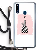 Zwart-wit cactus: Samsung Galaxy A20s Transparant Hoesje met koord