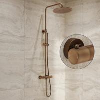 Regendouche set SaniClear Antique Stripes | Opbouw | 30 cm | Mengkraan | Incl.Handdoucheset | Verouderd messing