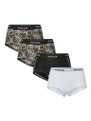 Pieces 4-Pack Dames shorts - Solid - Katoenen dames onderbroek - Multipack - Voordeelverpakking