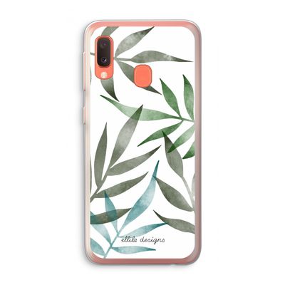 Tropical watercolor leaves: Samsung Galaxy A20e Transparant Hoesje