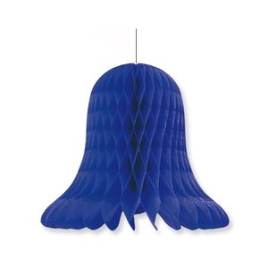 1x Kerstversiering donkerblauwe kerstklokken lampionnen 30 cm