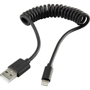 Renkforce USB-kabel USB 2.0 USB-A stekker, Apple Lightning stekker 0.95 m Zwart Spiraalkabel RF-4087422