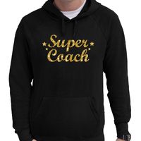 Hooded sweater zwart met  gouden super coach bedrukking voor heren 2XL  -