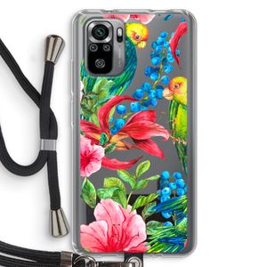 Papegaaien: Xiaomi Redmi Note 10S Transparant Hoesje met koord