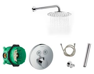 Hansgrohe Shower Select inbouw douchekraan rond met Saniclear Talpa 20cm douchekop en wandarm regendouche chroom