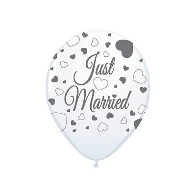 Ballonnen just married - 8x - wit - 30 cm - bruiloft/huwelijk