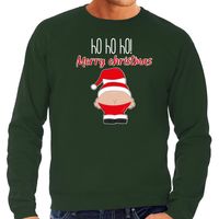 Bellatio Decorations foute kersttrui/sweater heren - Kerstman - groen - Merry Christmas 2XL  - - thumbnail