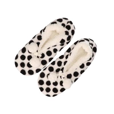 Apollo ballerina pantoffels/sloffen - voor dames - stippen - zwart/wit