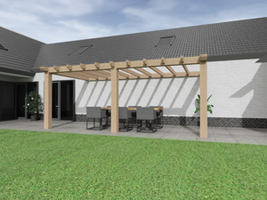 Aanbouw Veranda Douglas 4000mm diep - 200mm balken - fijn bezaagd