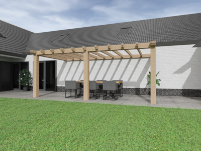 Aanbouw Veranda Douglas 4000mm diep - 200mm balken - fijn bezaagd