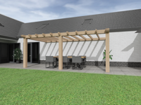 Aanbouw Veranda Douglas 4000mm diep - 200mm balken - fijn bezaagd