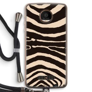 Arizona Zebra: Motorola Moto Z Force Transparant Hoesje met koord