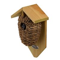 Houten vogelhuisjes/nestbuidels zeegras 26 cm