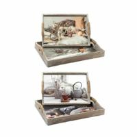 Set van trays DKD Home Decor Multicolour 40 x 30 x 6 cm Hout MDF (2 Stuks)