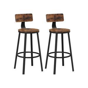 Set van 2 barstoelen industrieel design, Vintagebruin + zwart / 54 x 73 cm