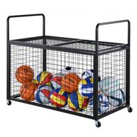 VEVOR ballenwagen rolwagen 1150 x 610 x 912 mm sportballen, afsluitbare basketbalkooi ballenkooi, sportuitrusting voor binnen en buiten, oprolbare stalen opbergwagen voor garages