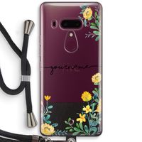 Gele bloemen: HTC U12+ Transparant Hoesje met koord