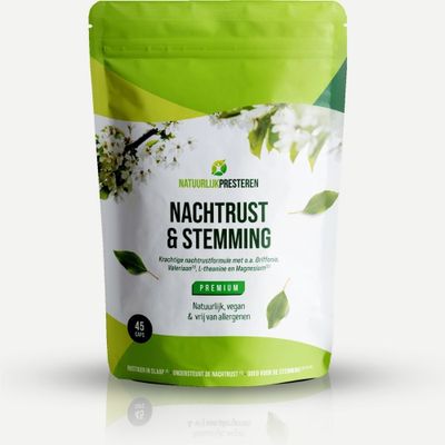 Nachtrust & stemming - natuurlijk slaap supplement - 5-HTP uit griffonia, valeriaan, L-theanine, magnesium - 45 caps