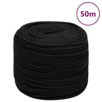 Werktouw 10 mm 50 m polyester zwart