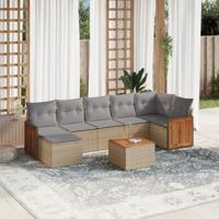 8-delige Loungeset met kussens poly rattan beige