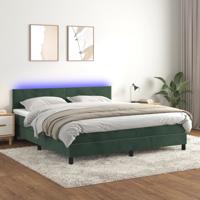 Boxspring met matras en LED fluweel donkergroen 160x200 cm