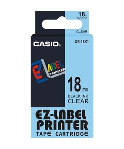 Casio XR-18X1 Labeltape Tapekleur: Transparant Tekstkleur: Zwart 18 mm 8 m