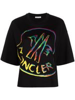 Moncler t-shirt en coton à logo imprimé - Noir