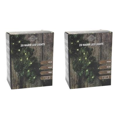 Dennenslinger - Set van 3x stuks - groen - met verlichting - 270 cm - dennen guirlande - led lampjes