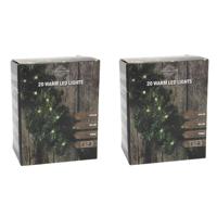 Dennenslinger - Set van 3x stuks - groen - met verlichting - 270 cm - dennen guirlande - led lampjes