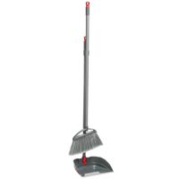 5Five Stoffer en blik met lange steel - grijs - 91 cm - kunststof - Maria setje - Vegen