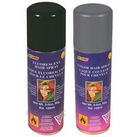 Haarverf/haarspray - 2x - zilver/zwart - spuitbus - 125 ml - Carnaval/halloween