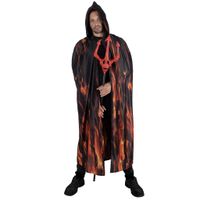 Funny Fashion Halloween verkleed cape met kap - vlammen print - Carnaval kostuum/kleding - thumbnail