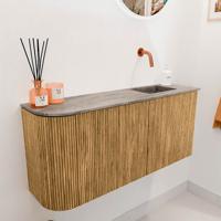 Toiletmeubel Mondiaz Joya Dlux | 91.6 cm | Meubelkleur Oak | Faye wastafel Oza Wasbak Rechts | Zonder kraangat(en)