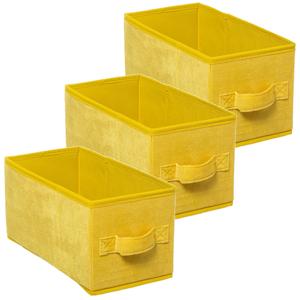 Opbergmand/kastmand - Set van 3x stuks - geel - 7 liter - 31 x 15 x 15 cm - Opbergboxen - Vakkenkast