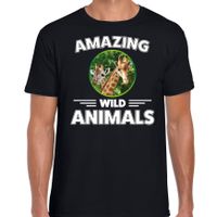 T-shirt giraffen amazing wild animals / dieren zwart voor heren - thumbnail