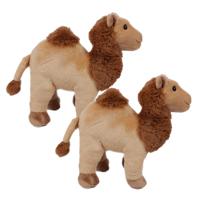 Knuffeldier Dromedaris - 2x - zachte polyester pluche stof - dieren knuffels - beige/bruin - 32 cm
