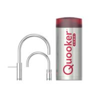 Quooker Nordic Round Twintaps kokendwaterkraan - draaibare uitloop - Combi+ reservoir - Warm / kokend water - Chroom 22+NRCHRTT
