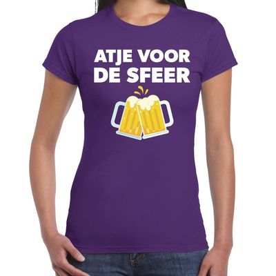 Atje voor de sfeer feest t-shirt paars voor dames