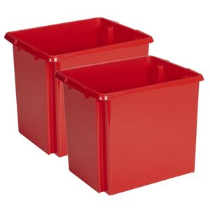 Sunware Opslagbox - 2 stuks - kunststof 45 liter rood 45 x 36 x 36 cm