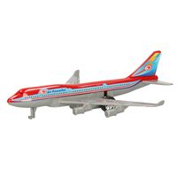Rood/wit speelgoed vliegtuig met pull-back functie 14 cm   -