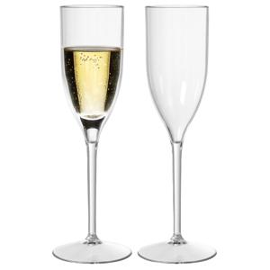 Duni Champagneglas Elegance - 2x - onbreekbaar kunststof - 130 ml - vaatwasser bestendig