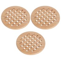 Set van 3x stuks ronde pannen onderzetters van hout 19 cm - thumbnail