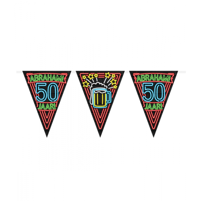 Neon Vlaggetjes Abraham 50 Jaar