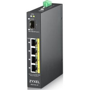 ZyXEL RGS100-5P Unmanaged L2 Gigabit Ethernet (10/100/1000) Power over Ethernet (PoE) Zwart
